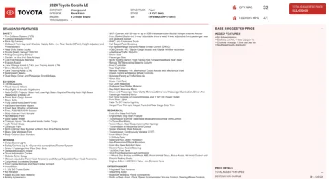 Photos of 2024 Toyota Corolla LE for sale in Jacksonville, FL at Auto Boutique Florida