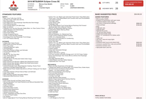 Photos of 2018 Mitsubishi Eclipse Cross SE for sale in Jacksonville, FL at Auto Boutique Florida