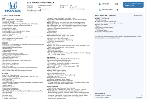 Photos of 2019 Honda Accord Sedan LX 1.5T for sale in Jacksonville, FL at Auto Boutique Florida