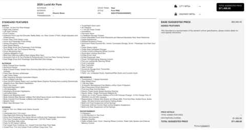 Photos of 2025 Lucid Air Pure for sale in Jacksonville, FL at Auto Boutique Florida