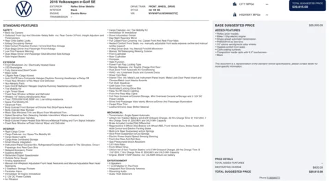 Photos of 2016 Volkswagen e-Golf SE for sale in Jacksonville, FL at Auto Boutique Florida