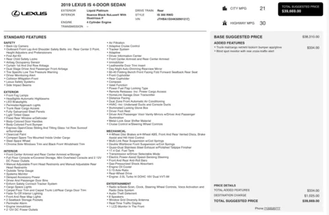 Photos of 2019 Lexus IS 300 for sale in Jacksonville, FL at Auto Boutique Florida