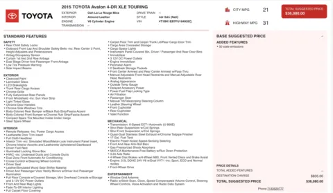 Photos of 2015 Toyota Avalon XLE Touring for sale in Jacksonville, FL at Auto Boutique Florida