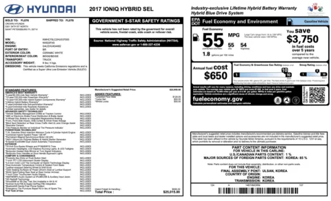 Photos of 2017 Hyundai Ioniq Hybrid SEL for sale in Jacksonville, FL at Auto Boutique Florida