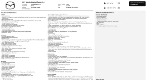 Photos of 2021 Mazda Mazda3 Sedan 2.0 for sale in Jacksonville, FL at Auto Boutique Florida