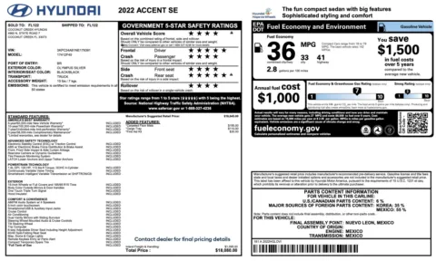 Photos of 2022 Hyundai Accent SE for sale in Jacksonville, FL at Auto Boutique Florida