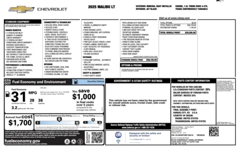 Photos of 2025 Chevrolet Malibu LT for sale in Jacksonville, FL at Auto Boutique Florida