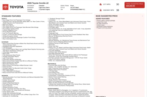 Photos of 2020 Toyota Corolla LE for sale in Jacksonville, FL at Auto Boutique Florida