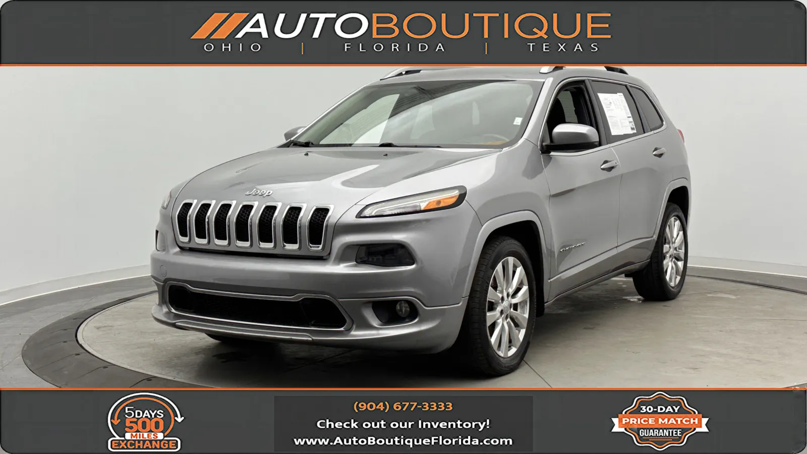 Silver 2016 Jeep Cherokee Overland for sale in Jacksonville, FL