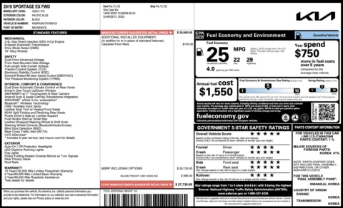 Photos of 2019 Kia Sportage EX for sale in Jacksonville, FL at Auto Boutique Florida