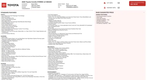 Photos of 2020 Toyota Corolla Hybrid LE for sale in Jacksonville, FL at Auto Boutique Florida