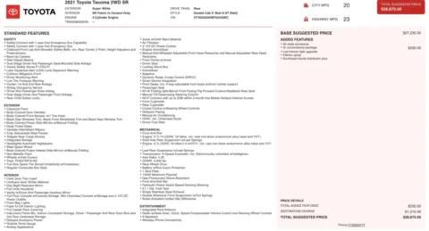 Photos of 2021 Toyota Tacoma SR for sale in Jacksonville, FL at Auto Boutique Florida