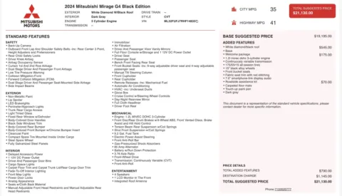 Photos of 2024 Mitsubishi Mirage G4 Black Edition for sale in Jacksonville, FL at Auto Boutique Florida