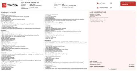 Photos of 2021 Toyota Tacoma SR for sale in Jacksonville, FL at Auto Boutique Florida