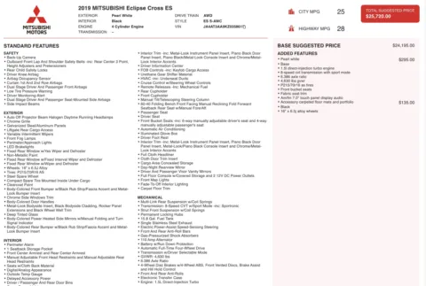 Photos of 2019 Mitsubishi Eclipse Cross ES for sale in Jacksonville, FL at Auto Boutique Florida