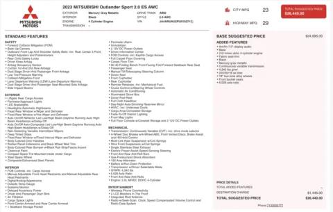 Photos of 2023 Mitsubishi Outlander Sport ES for sale in Jacksonville, FL at Auto Boutique Florida