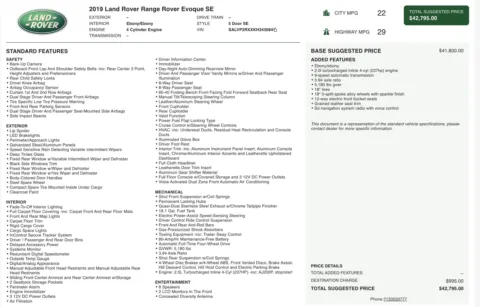 Photos of 2019 Land Rover Range Rover Evoque SE for sale in Jacksonville, FL at Auto Boutique Florida