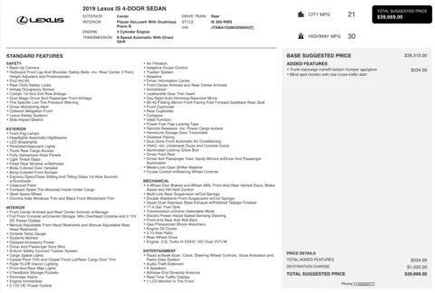 Photos of 2019 Lexus IS 300 for sale in Jacksonville, FL at Auto Boutique Florida