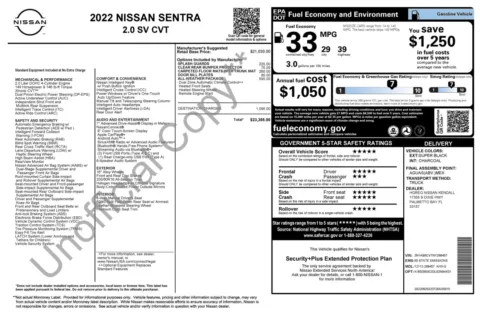 Photos of 2022 Nissan Sentra SV for sale in Jacksonville, FL at Auto Boutique Florida