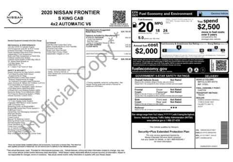 Photos of 2020 Nissan Frontier S for sale in Jacksonville, FL at Auto Boutique Florida