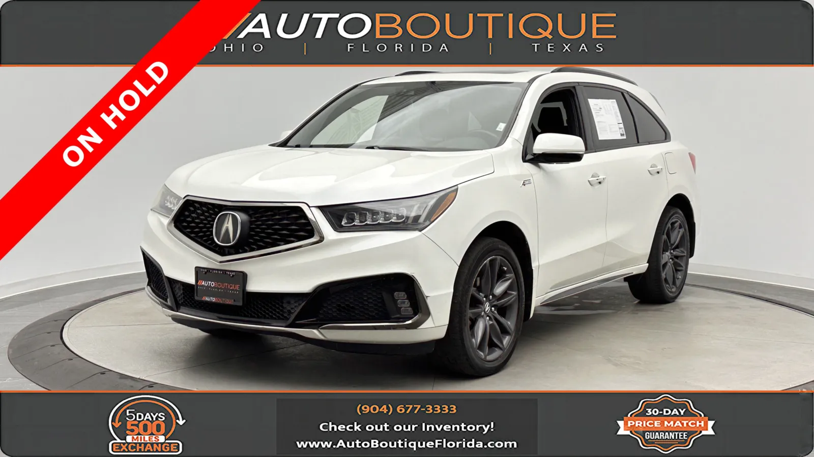 White 2019 Acura MDX w/Technology/A-Spec Pkg for sale in Jacksonville, FL