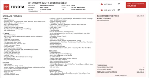 More photos of 2015 Toyota Camry XSE at Auto Boutique Florida, FL