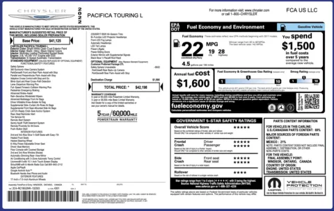 Photos of 2022 Chrysler Pacifica Touring L for sale in Jacksonville, FL at Auto Boutique Florida