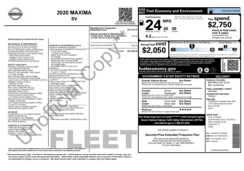 Photos of 2020 Nissan Maxima SV for sale in Jacksonville, FL at Auto Boutique Florida