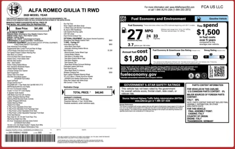 Photos of 2020 Alfa Romeo Giulia Ti for sale in Jacksonville, FL at Auto Boutique Florida
