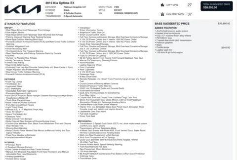 Photos of 2019 Kia Optima EX for sale in Jacksonville, FL at Auto Boutique Florida