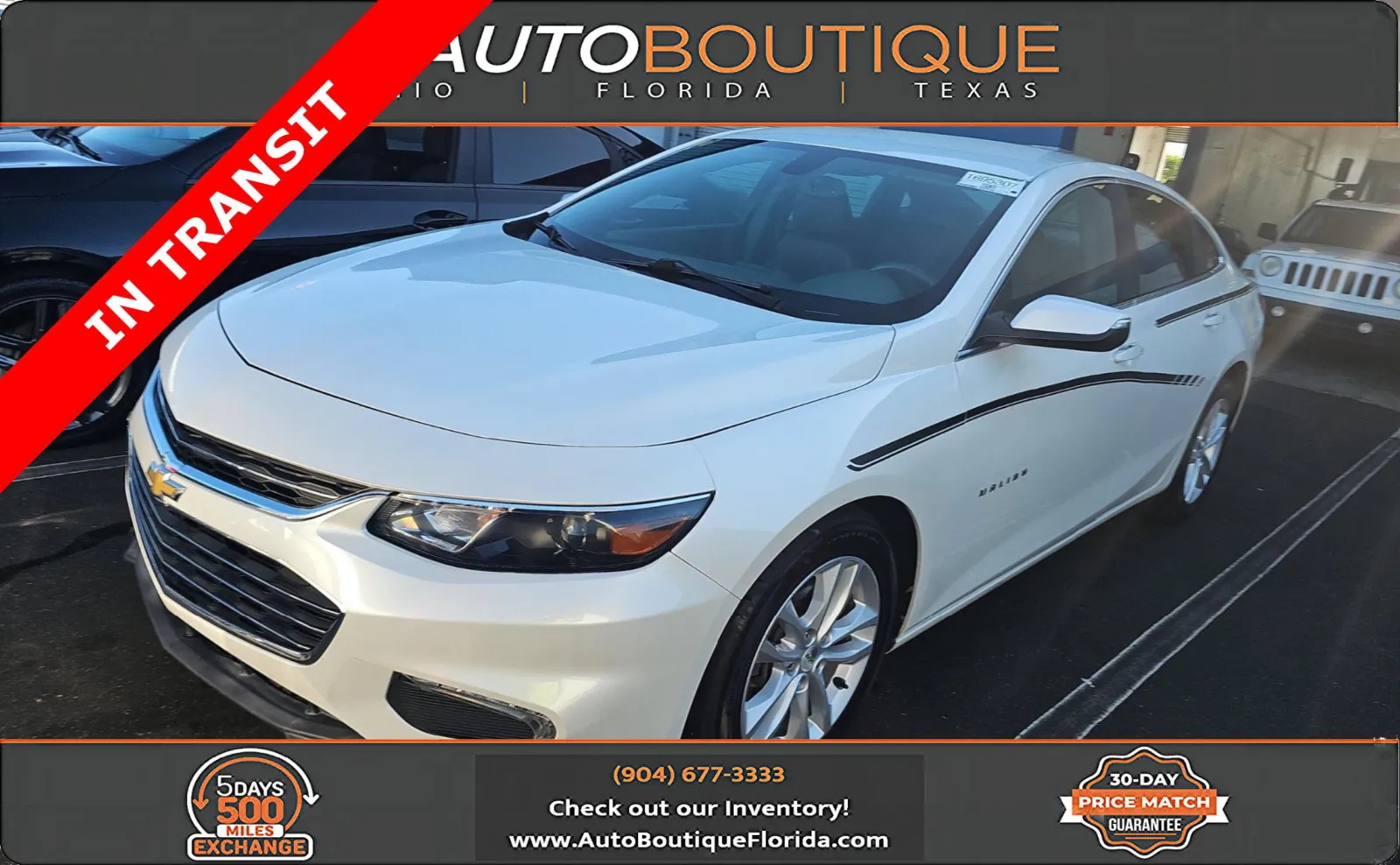 White 2017 Chevrolet Malibu LT for sale in Jacksonville, FL
