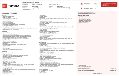 Photos of 2021 Toyota C-HR LE for sale in Jacksonville, FL at Auto Boutique Florida