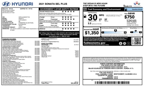 Photos of 2021 Hyundai Sonata SEL Plus for sale in Jacksonville, FL at Auto Boutique Florida