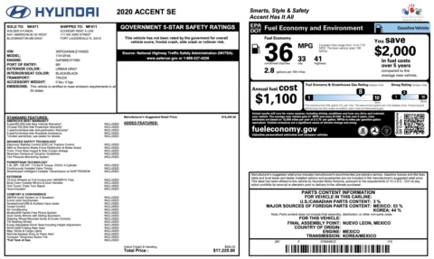 Photos of 2020 Hyundai Accent SE for sale in Jacksonville, FL at Auto Boutique Florida