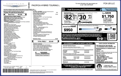 Photos of 2022 Chrysler Pacifica Hybrid Touring L for sale in Jacksonville, FL at Auto Boutique Florida