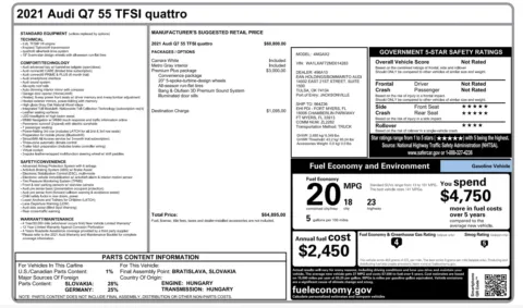 Photos of 2021 Audi Q7 Premium Plus for sale in Jacksonville, FL at Auto Boutique Florida