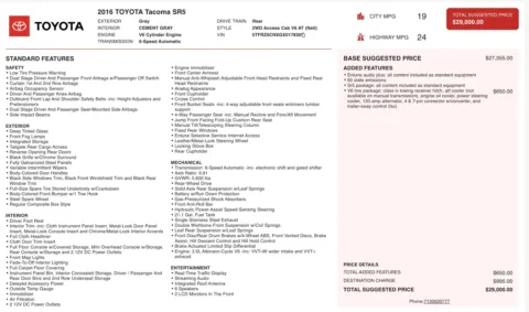 Photos of 2016 Toyota Tacoma SR5 for sale in Jacksonville, FL at Auto Boutique Florida