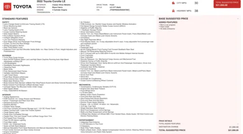 Photos of 2022 Toyota Corolla LE for sale in Jacksonville, FL at Auto Boutique Florida