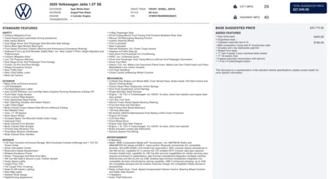 Photos of 2025 Volkswagen Jetta SE for sale in Jacksonville, FL at Auto Boutique Florida