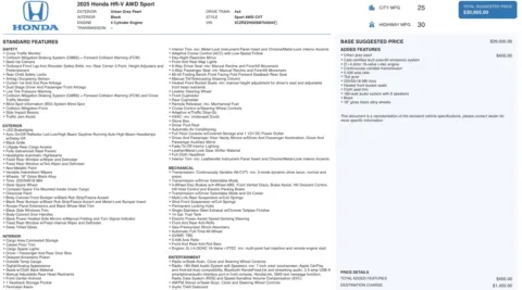 Photos of 2025 Honda HR-V Sport for sale in Jacksonville, FL at Auto Boutique Florida