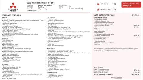 Photos of 2023 Mitsubishi Mirage G4 ES for sale in Jacksonville, FL at Auto Boutique Florida