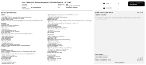 More photos of 2020 Freightliner Sprinter Cargo Van 3500 at Auto Boutique Florida, FL