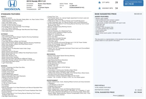 Photos of 2019 Honda HR-V LX for sale in Jacksonville, FL at Auto Boutique Florida