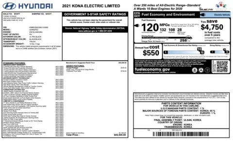 Photos of 2021 Hyundai Kona Electric Limited for sale in Jacksonville, FL at Auto Boutique Florida