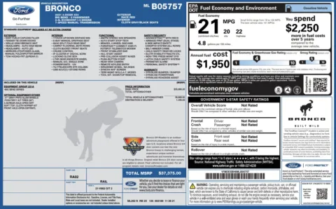 Photos of 2021 Ford Bronco Big Bend for sale in Jacksonville, FL at Auto Boutique Florida