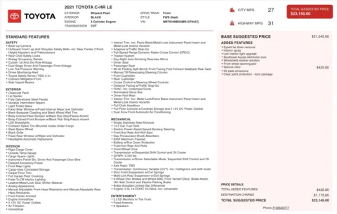 Photos of 2021 Toyota C-HR LE for sale in Jacksonville, FL at Auto Boutique Florida