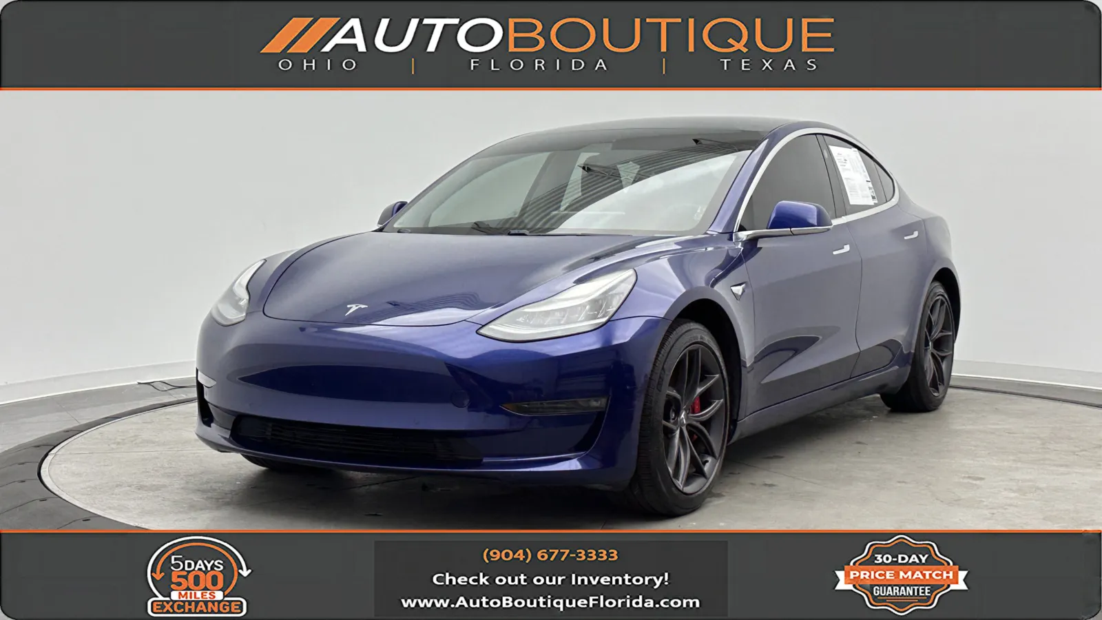 Used 2019 Tesla Model 3 Long Range with VIN 5YJ3E1EB7KF422012 for sale in Jacksonville, FL