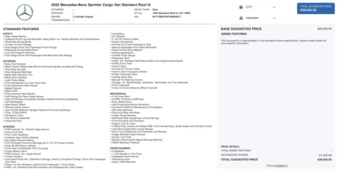 Photos of 2022 Mercedes-Benz Sprinter Cargo Van 1500 for sale in Jacksonville, FL at Auto Boutique Florida