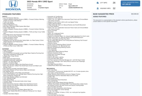 Photos of 2023 Honda HR-V Sport for sale in Jacksonville, FL at Auto Boutique Florida