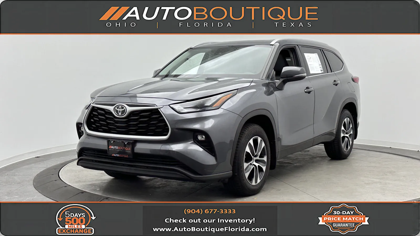 Gray 2022 Toyota Highlander XLE for sale in Jacksonville, FL